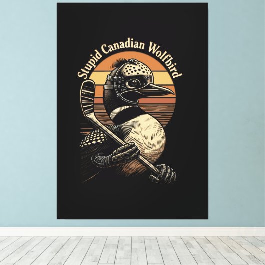 Dommige Canadese Wolf Vogel Canvas Afdruk (Insitu (Houten vloer))