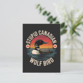 Dommige Canadese Wolf Vogel Duikelaar Humor Kaart (Staand voorkant)