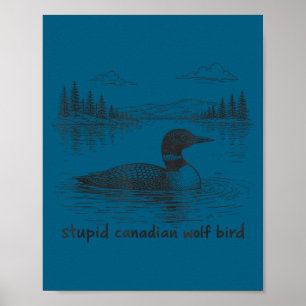 Dommige Canadese wolf vogel grappige duiker dier d Poster