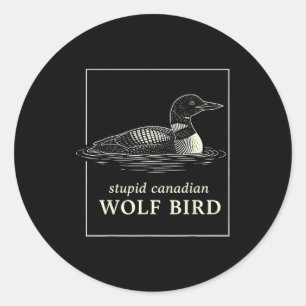 Dommige Canadese wolf vogel grappige duiker jacht  Ronde Sticker