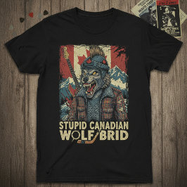 Dommige Canadese Wolf Vogel grappige hockey humor  T-shirt