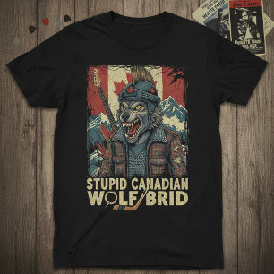 Dommige Canadese Wolf Vogel grappige hockey humor T-shirt