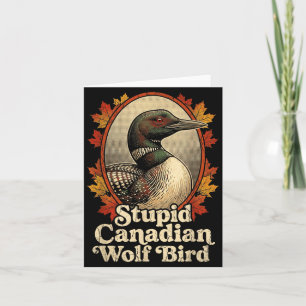 Dommige Canadese wolf vogel grappige retro duiker  Kaart