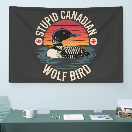 Dommige Canadese Wolf Vogel Loon Humor Spandoek (Beurs)