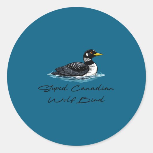 Dommige Canadese Wolf Vogel Ronde Sticker (Voorkant)
