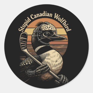 Dommige Canadese Wolf Vogel Ronde Sticker