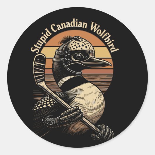 Dommige Canadese Wolf Vogel Ronde Sticker (Voorkant)