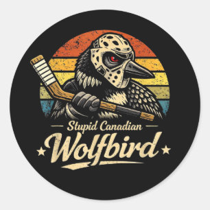 Dommige Canadese Wolf Vogel Ronde Sticker