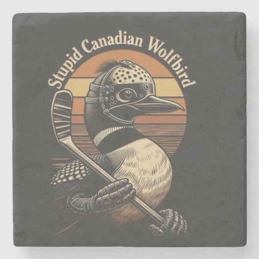 Dommige Canadese Wolf Vogel Stenen Onderzetter (Voorkant)