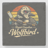 Dommige Canadese Wolf Vogel  Stenen Onderzetter (Voorkant)
