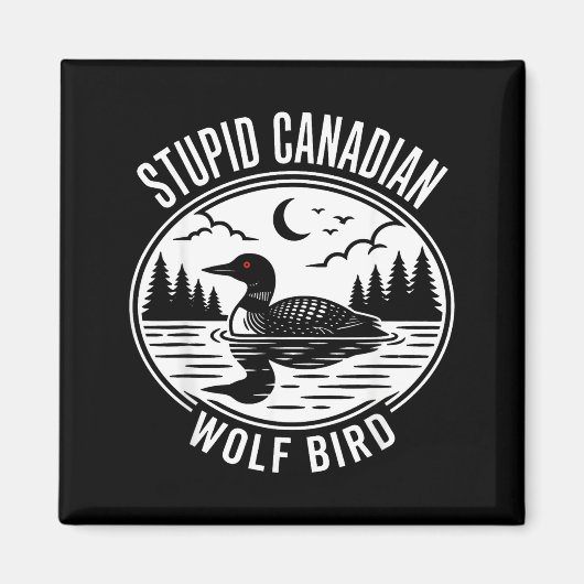 Dommige Canadese wolf vogel verwarmde duiker hocke Magneet (Voorkant)