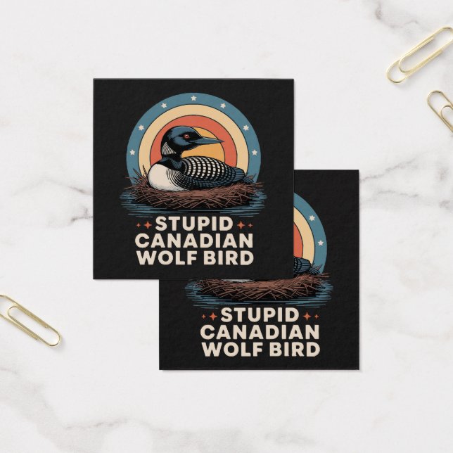Dommige Canadese Wolf Vogel  Vierkante Visitekaartjes (Kantoor)