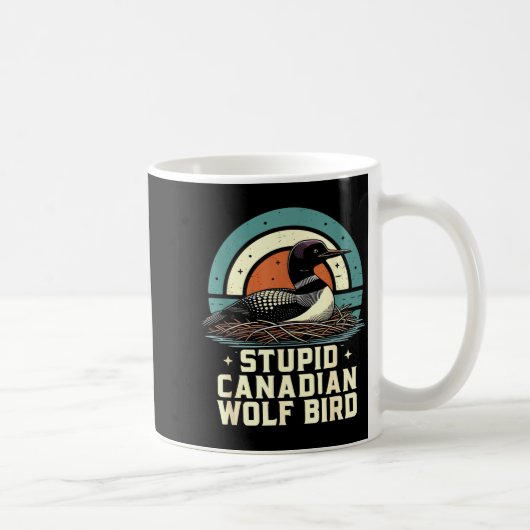 Dommige Canadese wolf vogel vintage verwarmde hook Koffiemok (Rechts)