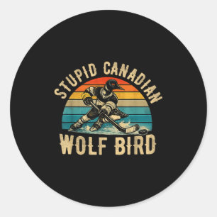 Dommige Canadese wolf vogel vintage verwarmde hook Ronde Sticker