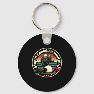 Dommige Canadese wolf vogel vintage verwarmde hook Sleutelhanger