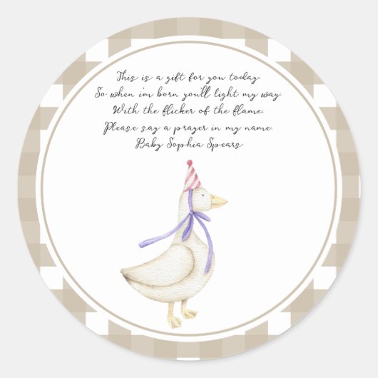 Dommige Gans Bid Kaars Ronde Sticker (Voorkant)