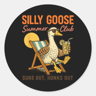 Dommige Gans Zomerclub Surflover Strandtrip W Ronde Sticker