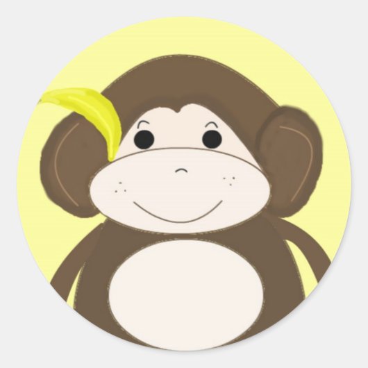 Dommige Kleine Aap Ronde Sticker (Voorkant)