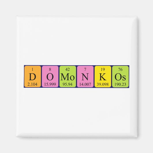 Domonkos periodieke tabelnaam magneet (Voorkant)