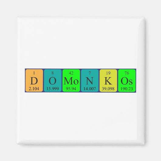 Domonkos periodieke tabelnaam magneet (Voorkant)