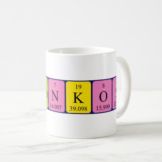 Domonkos periodieke tabelnaam mok (Voorkant rechts)