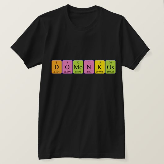 Domonkos periodieke tabelnaam shirt (Design voorkant)