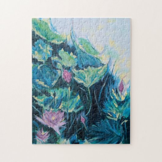 Dompel jezelf onder in Abstracte Paarse Bloemen Legpuzzel (Verticaal)