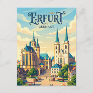 Domplatz Erfurt (Dom van Erfurt en Severikerk Briefkaart
