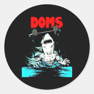Doms Shark Gym Fitness Gewichtheffen Bodybuilding Ronde Sticker