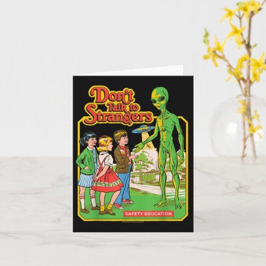 Don't Praat Met Vreemdelingen Alien UFO Retro Kaart (Gele Bloem)
