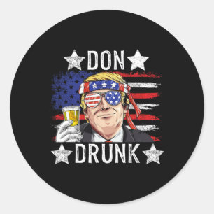 Don Drink Patriottische Vintage 4 juli Ronde Sticker