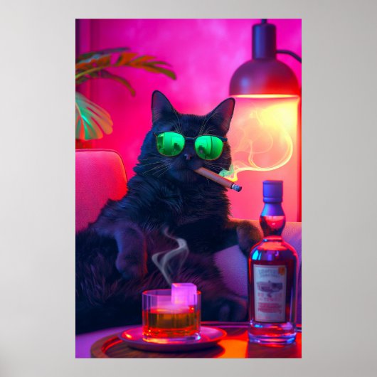 Don Gatto's nachthemd | Fancy kat Drink whisky Poster (Voorkant)