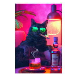 Don Gatto's Nachtmuts | Verwendende Kat Drinkt Whi Foto Afdruk
