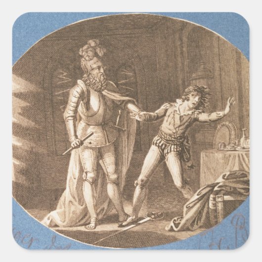 Don Giovanni en het standbeeld van de Commandant Vierkante Sticker (Voorkant)