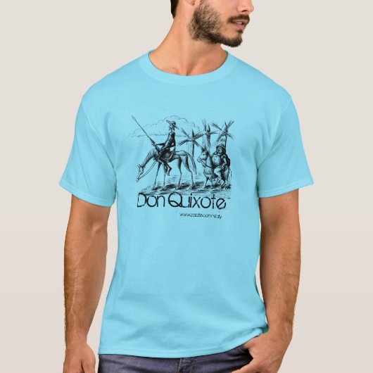 Don Quichot en Sancho Panza inkt pen tekenen kunst T-shirt (Voorkant)
