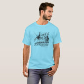 Don Quichot en Sancho Panza inkt pen tekenen kunst T-shirt (Voorkant volledig)