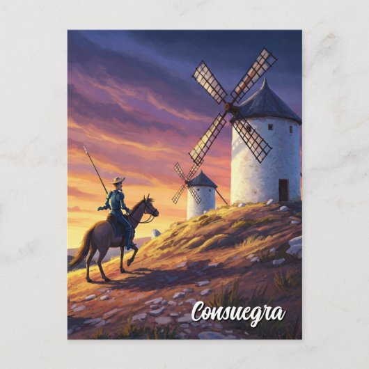 Don Quichot in Consuegra Spanje Reizen Briefkaart (Voorkant)