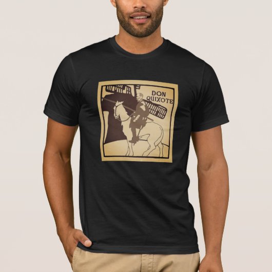 Don Quichot op een paard en windmolen T-shirt (Voorkant)