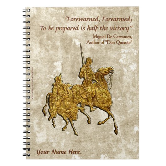 Don Quichot Quote en illustratie - gepersonaliseer Notitieboek (Voorkant)