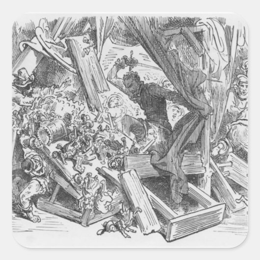 Don Quichot vecht tegen poppen Vierkante Sticker (Voorkant)