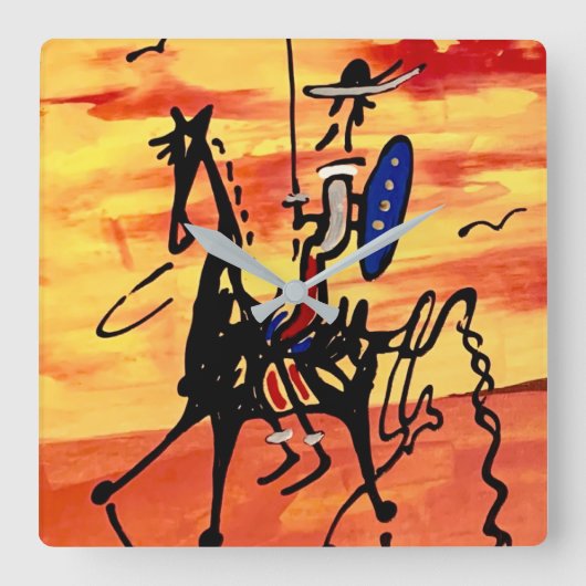 Don Quichot Vierkante Klok (Voorkant)