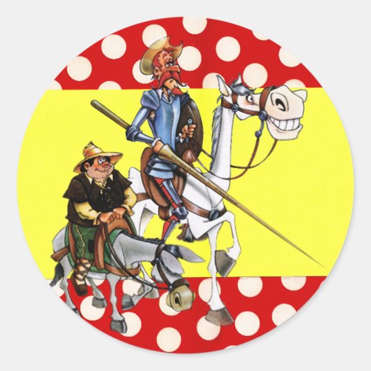 DON QUIJOTE & SANCHO & Flamenco-Spaanse vlag Ronde Sticker (Voorkant)