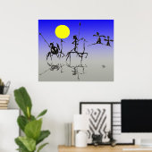 Don quijote y Sanchopanza (digitale kleur) Poster (Thuiskantoor)