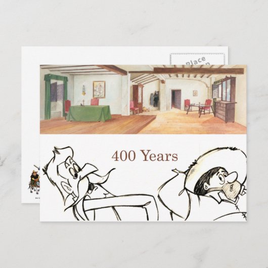 DON QUIXOTE - de animatieachtergrond van de Cartoo Briefkaart (Voorkant / Achterkant)