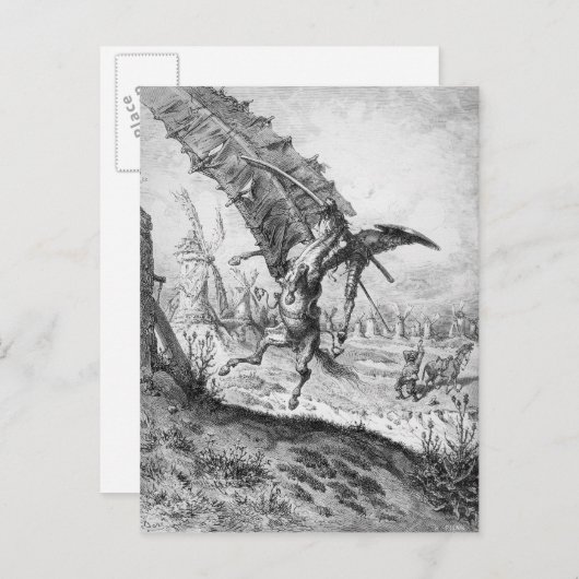 Don Quixote en de windmolens Briefkaart (Voorkant / Achterkant)