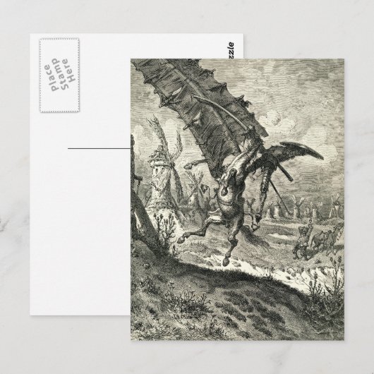 Don Quixote en de windmolens Briefkaart (Voorkant / Achterkant)