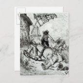 Don Quixote en de windmolens Briefkaart (Voorkant / Achterkant)
