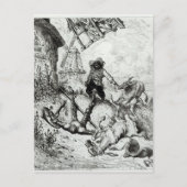 Don Quixote en de windmolens Briefkaart (Voorkant)