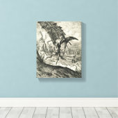 Don Quixote en de windmolens Canvas Afdruk (Insitu (Houten vloer))