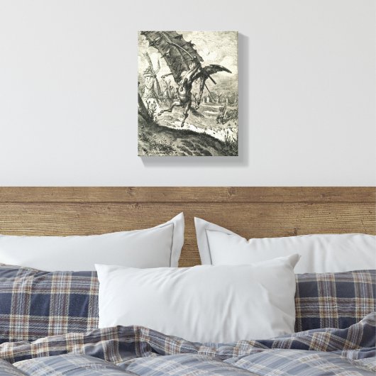 Don Quixote en de windmolens Canvas Afdruk (Insitu (Slaapkamer))